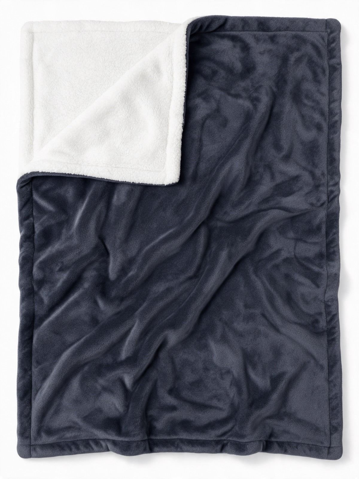 Cozella Heated Throw folded back to show the flannel face and sherpa reverse