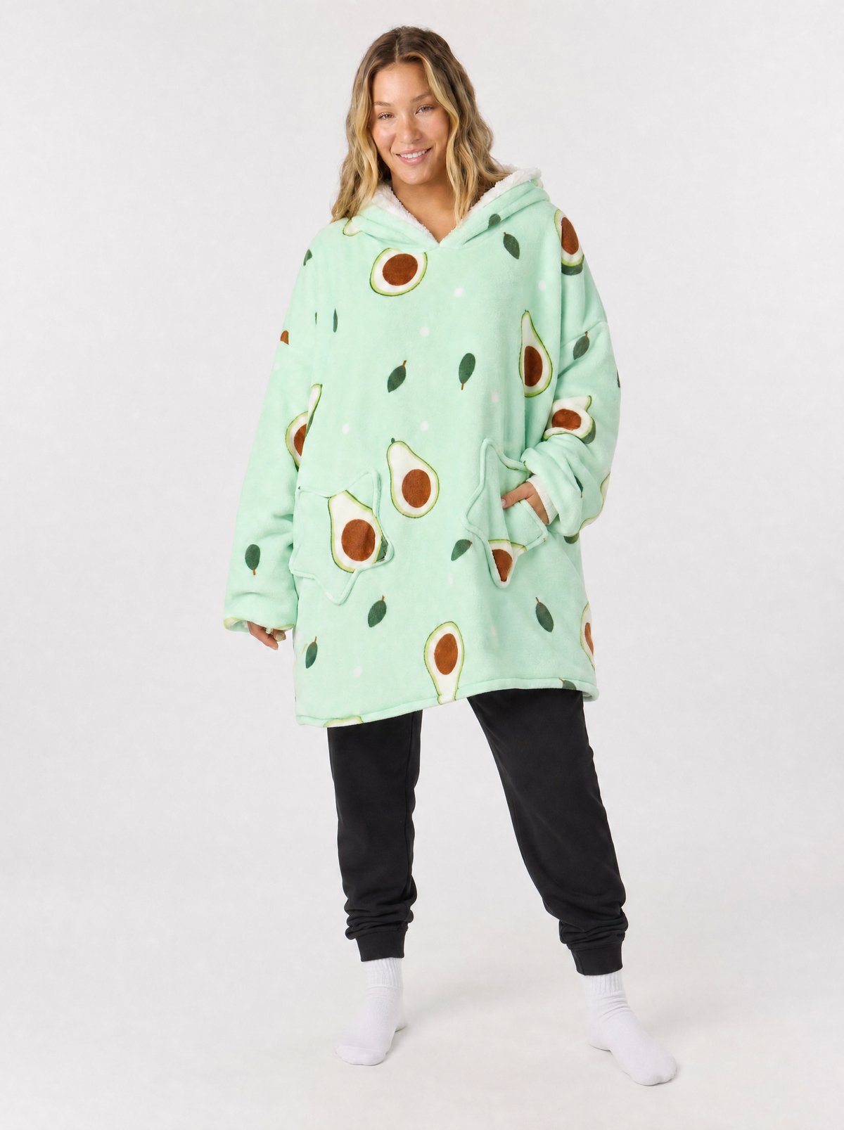 Cozella Hoodie Blanket in Mint Avocado